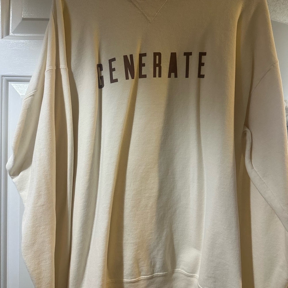 Hanes Cream Crewneck Sweater Soft Cotton Blend